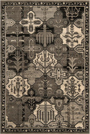 Unique Loom La Jolla Cathedral Machine Made Geometric Rug Gray, Black/Ivory/Silver 7' 1" x 10' 0"