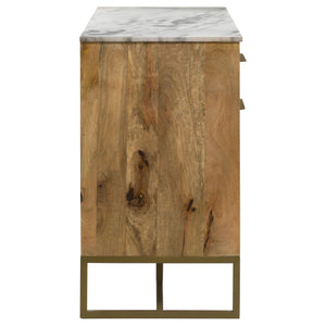 English Elm Paloma Herringbone Mango Wood Sideboard with Marble Top and Gold Legs B062P447721