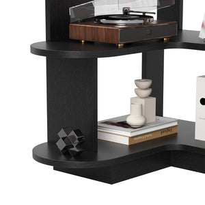 English Elm 5-tier Corner Bookcase L-shaped Freestanding Open Shelf Display for Home Office Black T3623P436781