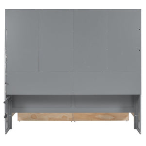 English Elm Twin Size Wooden Daybed With Stylish Glass Cabinets, Led Lighting & Open Shelves For Modern Spaces N820S00050E-GIGA