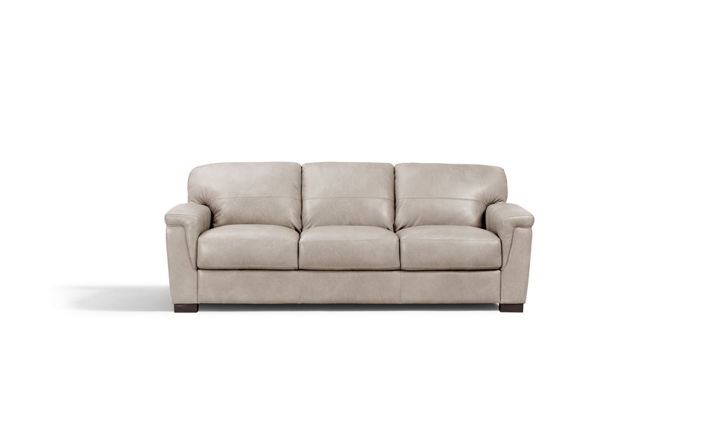 English Elm Cornelia Beige Leather Sofa – Italian-crafted luxurious comfort, D28 foam, sturdy wood frame, modern KD legs B2726P268336
