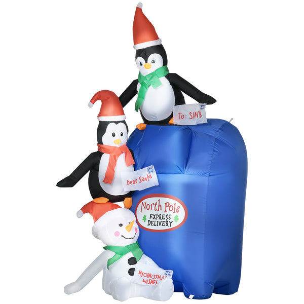 English Elm Homcom 6Ft Christmas Inflatable Yard Decor With Snowman, Penguins & Led Lights For Festive Cheer W2225P229269