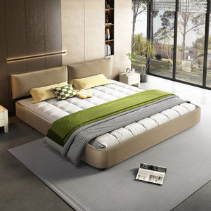 English Elm King Size Chenille Upholstered Bed Frame With Movable Headboard & Solid Support - Elegant Comfort! W1885S00239