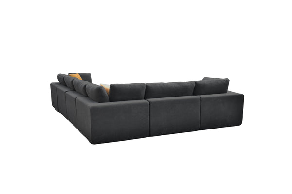 English Elm Coffee Bean Textured Modular Sectional Sofa Low Profile Contemporary Living Room Dark Gray B2748S00081