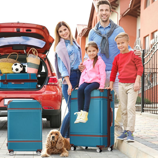 English Elm Hardshell 3 Piece Abs Spinner Luggage Set with Tsa Lock Lightweight Travel Suitcases Blue N732P171585C