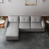 English Elm Living Room Furniture With Polyestr Fabric L Shape Couch Corner Sofa For Small Space Grey