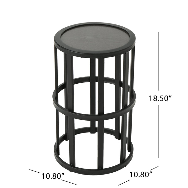 English Elm Set of 3 Outdoor Iron Rocking Chairs with Woven Rattan Back and Ceramic Tile Table N769P289096T_2_N769P414511B