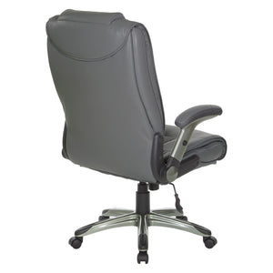 OSP Home Furnishings Exec Bonded Leather Office Chair with Lumbar Support Flip Arms and Pneumatic Height Adjust ECH52607-EC42
