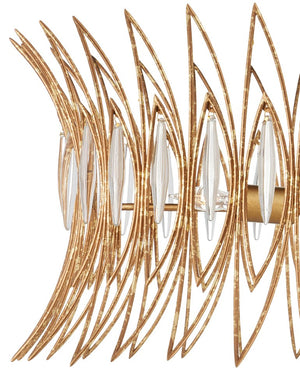 Currey & Company Marquise Oval Gold Chandelier - Elegant Mid-century Design With Leaf Motifs And Dimmable Lighting Gold Glass ,Wrought Iron 9000-1325-currey-company