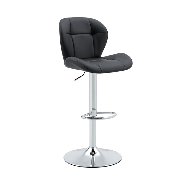 English Elm Set of 2 Adjustable Tufted Pu Barstools with Chrome Base for Kitchen or Pub W3875P382613