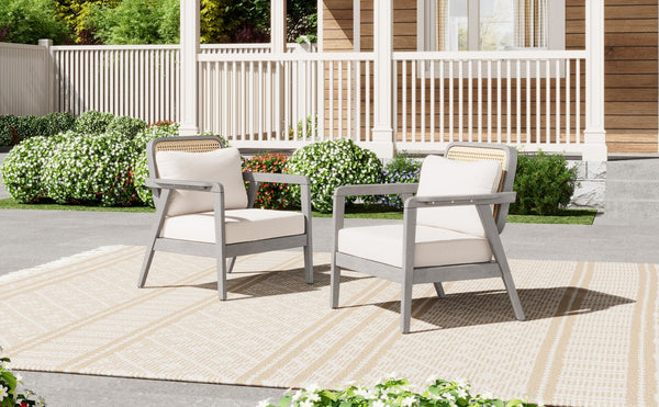 English Elm Outdoor Acacia Wood Club Chair Deep Seating Woven Back Patio Lounge Resort Style N780P171149G-2