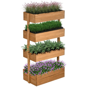 English Elm Outsunny Vertical Garden Planter - Stylish 4-Tier Wooden Box For Easy Planting Of Herbs & Flowers W2225P200807-GIGA