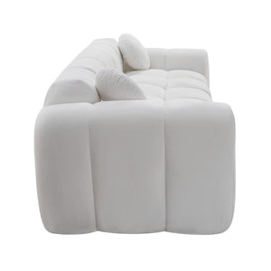 English Elm 98.4" Corduroy Cloud Puff Sofa Vacuum Packed 4-seater Living Room Couch with Pillows White W5515P477281