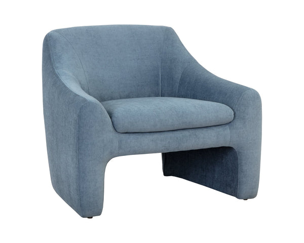 Sunpan NEVAEH Lounge Chair – Plush Mid-Century Elegance in French Blue “Danny Iceberg” Fabric 109586V