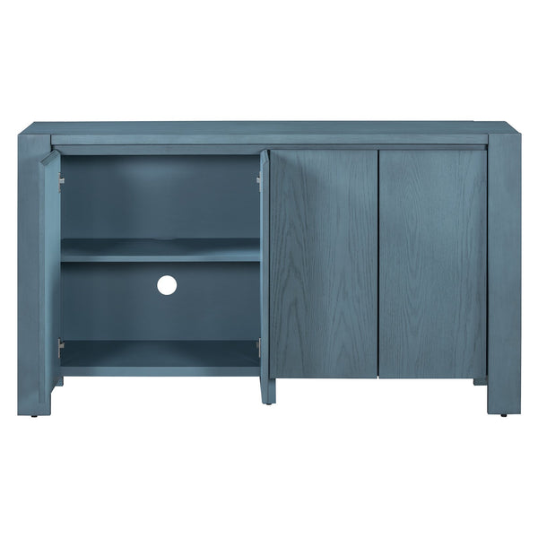 English Elm Trexm Four Door Retro Sideboard Oak Veneer Distressed Storage for Dining Living N715P204444M