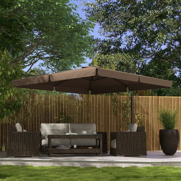 English Elm Outsunny 10' Square Cantilever Patio Umbrella With Tilt, Crank, Air Vent For Backyard Shade Retreat W2225P174164-GIGA