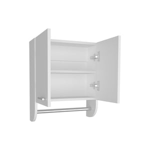 English Elm Medicine Cabinet Riley White with Towel Rod, Dual Doors & Metal Handles, Engineered Wood Storage for Bathrooms B092P238746