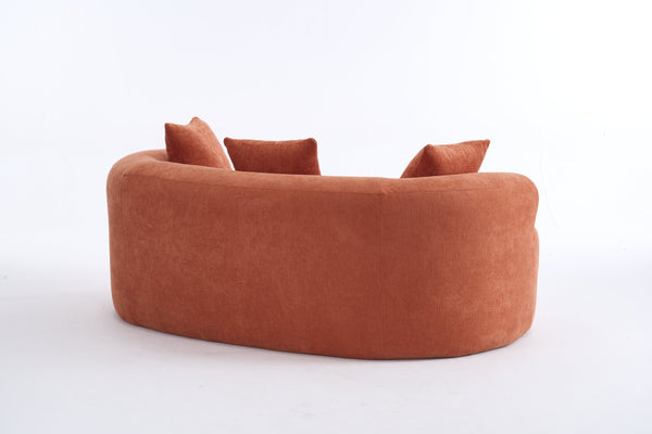 English Elm Crescent-shaped Chenille Loveseat Low Profile Curved Sofa for Modern Living Rooms Orange W5188P450357