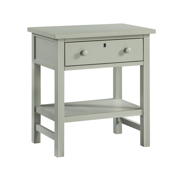 English Elm Finley Rustic 1-Drawer Nightstand with Open Shelf, Distressed Wood Finish, Dovetail Drawer Craftsmanship Antique Gray B050P376952