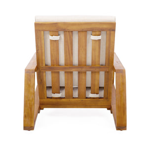 English Elm Christopher Knight Home® - Patio Lounge Chair - Weather-Resistant Beige Cushion & Teak Acacia Wood Frame For Outdoor Elegance N779P291591T