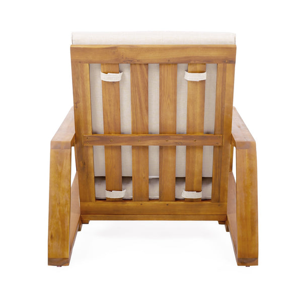 English Elm Christopher Knight Home® - Patio Lounge Chair - Weather-Resistant Beige Cushion & Teak Acacia Wood Frame For Outdoor Elegance N779P291591T