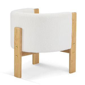 English Elm Christopher Knight Home® - Upholstered Natural Rubber Wood Dining Chairs Set of 2 with White Boucle, Modern Armchairs, 225lbCapacity N779P341538W