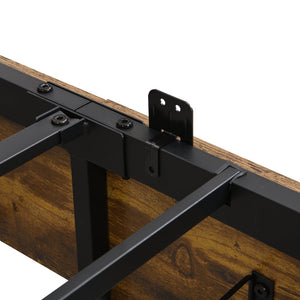 English Elm King Storage Bed Frame with USB Outlets, RGB LED Headboard, 4 Rolling Drawers & Metal Slats, Black Brown Gray W2297P291441