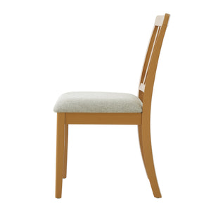 English Elm 2-piece Scandinavian Rubberwood Dining Chair Set with Curved Backrest and Padded Fabric Seat Light Brown N752P405934A