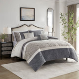 Amelia Transitional 5 Piece Textured Jacquard Stripe Comforter Set with Throw Pillows