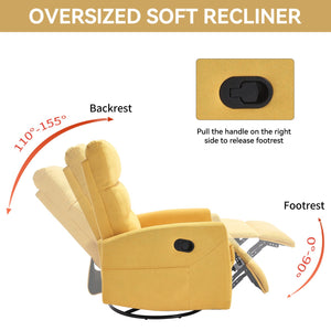 English Elm Manual Rocker Swivel Recliner Upholstered Fabric Chair for Cozy Living Spaces W3224P289295
