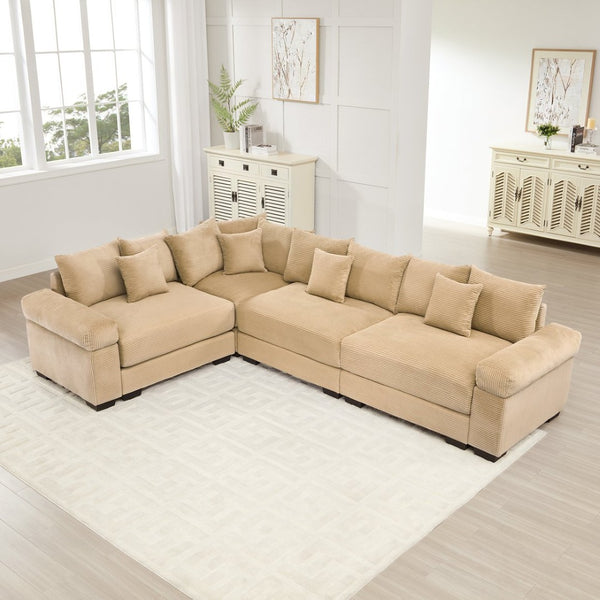 English Elm Oversized Modular Sectional Couch - Cloud-Like Comfort, Deep Seats, Extra-Wide Armrests, 12 Pillows W714S01304-GIGA