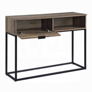English Elm Rustic Oak And Black Writing Desk - Compact Industrial Design With Drawer And Shelf For Small Spaces B062P209209-GIGA