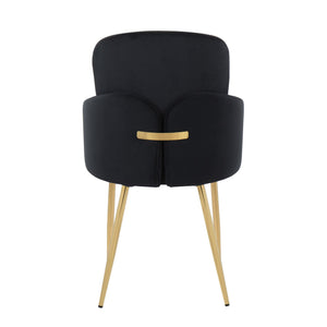 English Elm Dahlia Modern Dining Chair Set Of 2: Luxurious Black Velvet & Gold Metal Accents For Glam Interiors B202S01186
