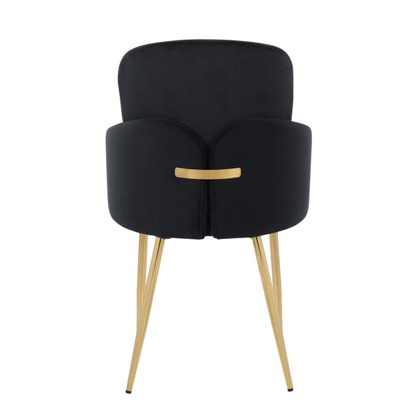 English Elm Dahlia Modern Dining Chair Set Of 2: Luxurious Black Velvet & Gold Metal Accents For Glam Interiors B202S01186