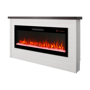 English Elm 65" Wall Mantel Electric Fireplace with Led Flame Heater for Living or Bedroom W1769S00016