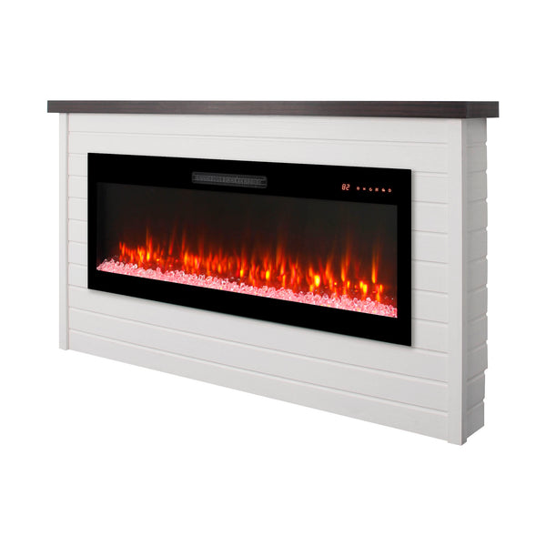 English Elm 65" Wall Mantel Electric Fireplace with Led Flame Heater for Living or Bedroom W1769S00016