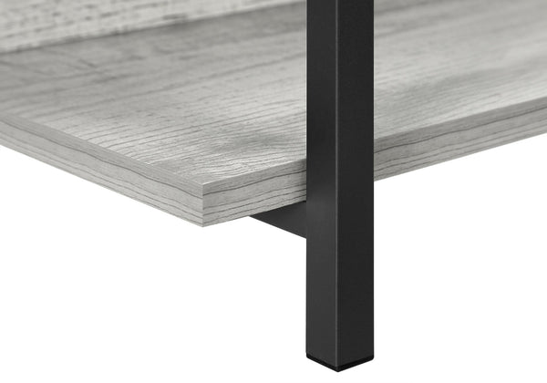 English Elm Accent Console Table: Sleek Grey Laminate & Black Metal, Perfect For Narrow Spaces & Modern Decor B2710P218988
