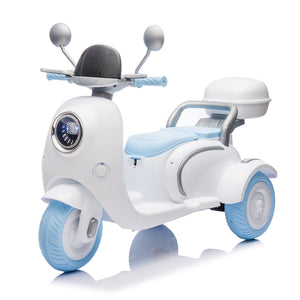 English Elm 12v Dual Motor Two Seater Kids Electric Ride on Motorcycle with Bluetooth Led and Trunk Blue W1578P268023