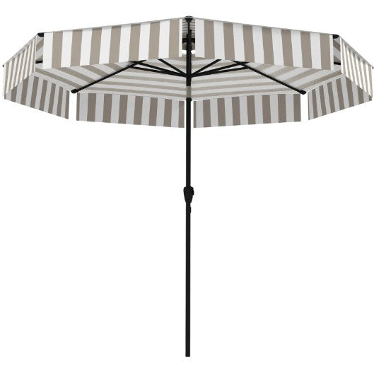 English Elm 2-tier Vented Market Umbrella with Crank Upf 30 Plus Polyester Canopy for Patio Dining T3971P427525