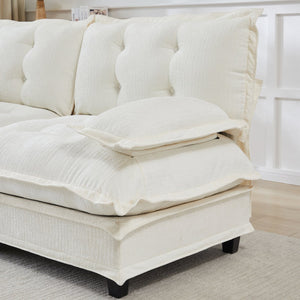 English Elm 138" Chenille Modular Cloud Sectional with Ottoman Deep Seat Lounge Sofa for Apartments W714S01683
