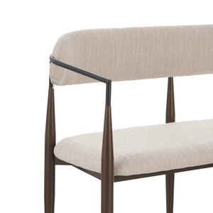 English Elm Metal Boucle Settee Loveseat with Sculptural Toothpick Legs for Modern Living Spaces Beige,Dark Coffee+Black N771P247148H