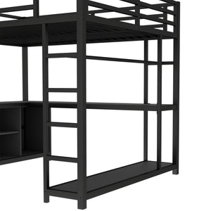 English Elm Metal Twin Xl Loft Bed with L Shaped Desk Wardrobe and Storage for Teens W1580S00417