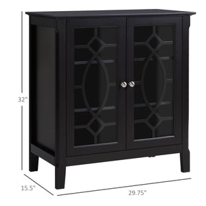 English Elm Homcom Elegant Sideboard Buffet Cabinet With Glass Doors, Adjustable Shelves For Stylish Storage Solutions W2225P229409