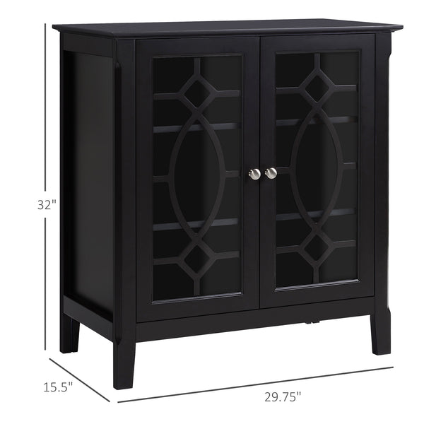 English Elm Homcom Elegant Sideboard Buffet Cabinet With Glass Doors, Adjustable Shelves For Stylish Storage Solutions W2225P229409