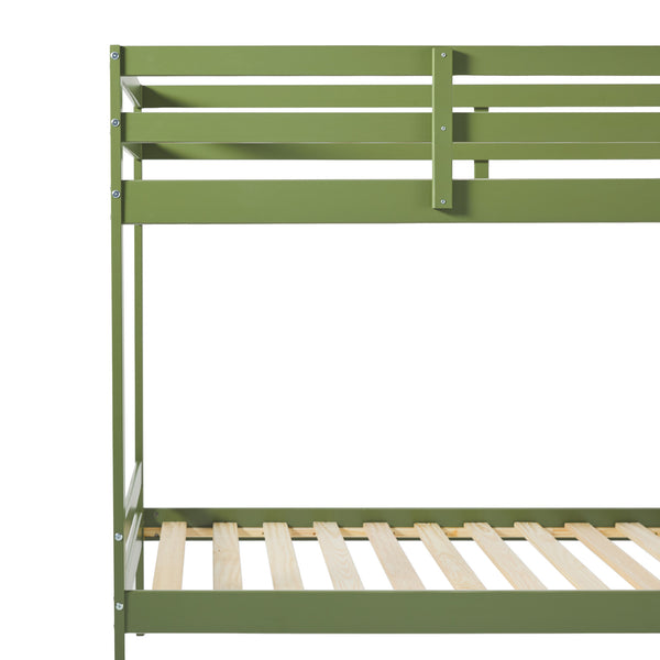 English Elm Walker Edison - Modern Simple Solid Wood Twin Over Twin Bunk Bed, Olive Green