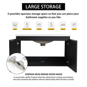 English Elm 30'' Modern Floating Wall-Mounted Bathroom Vanity With Ceramic Sink & Soft-Close Doors For Small Spaces W999S00212