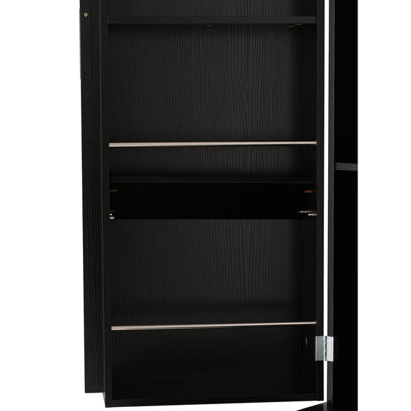 English Elm 72" Modern Fluted Pantry Cabinet with 2 Large Silent Drawers, 8-Door Spice Rack & Adjustable Shelf Organizer Black W2917P294988