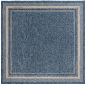 Unique Loom Outdoor Border Soft Border Machine Made Border Rug Blue, Ivory/Gray 13' 0" x 13' 0"