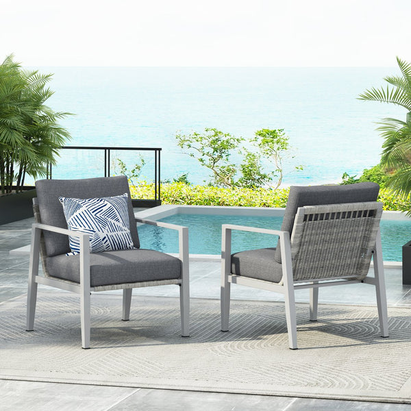 English Elm Christopher Knight Home® - [Set Of 2] Silver Aluminum Lounge Chairs With Plush Cushions & Chic Rope Accents For Modern Spaces N767P237034W_2