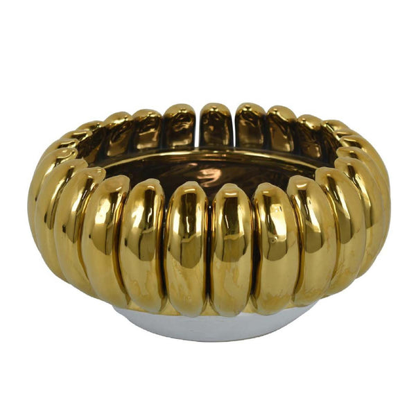 English Elm Milly Gold Ceramic Centerpiece Bowl with Sculptural Petal Rim for Glam Interiors B056P417014